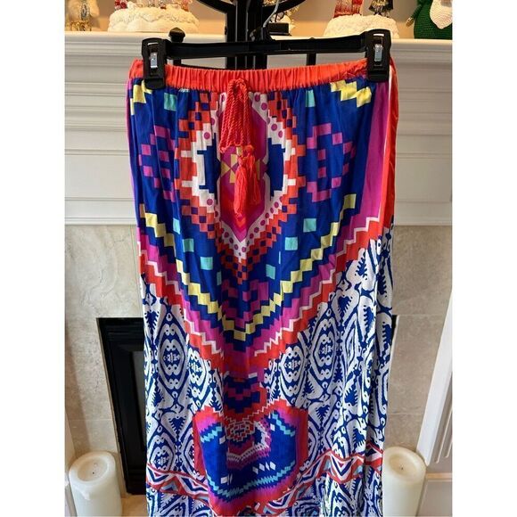 Magic Womens Maxi Skirt Flowy Multi Patterned Colorful Boho Gypsy Elastic Waist - Picture 3 of 8